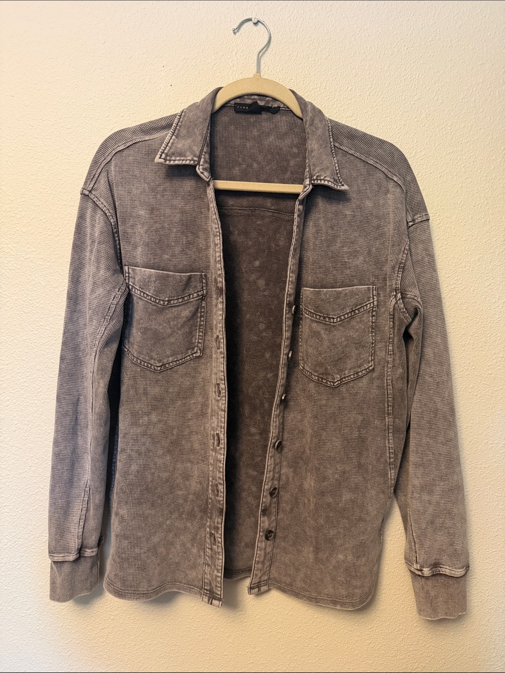 Jane and Delancey Washed Gray Button-Down Shirt Jacket